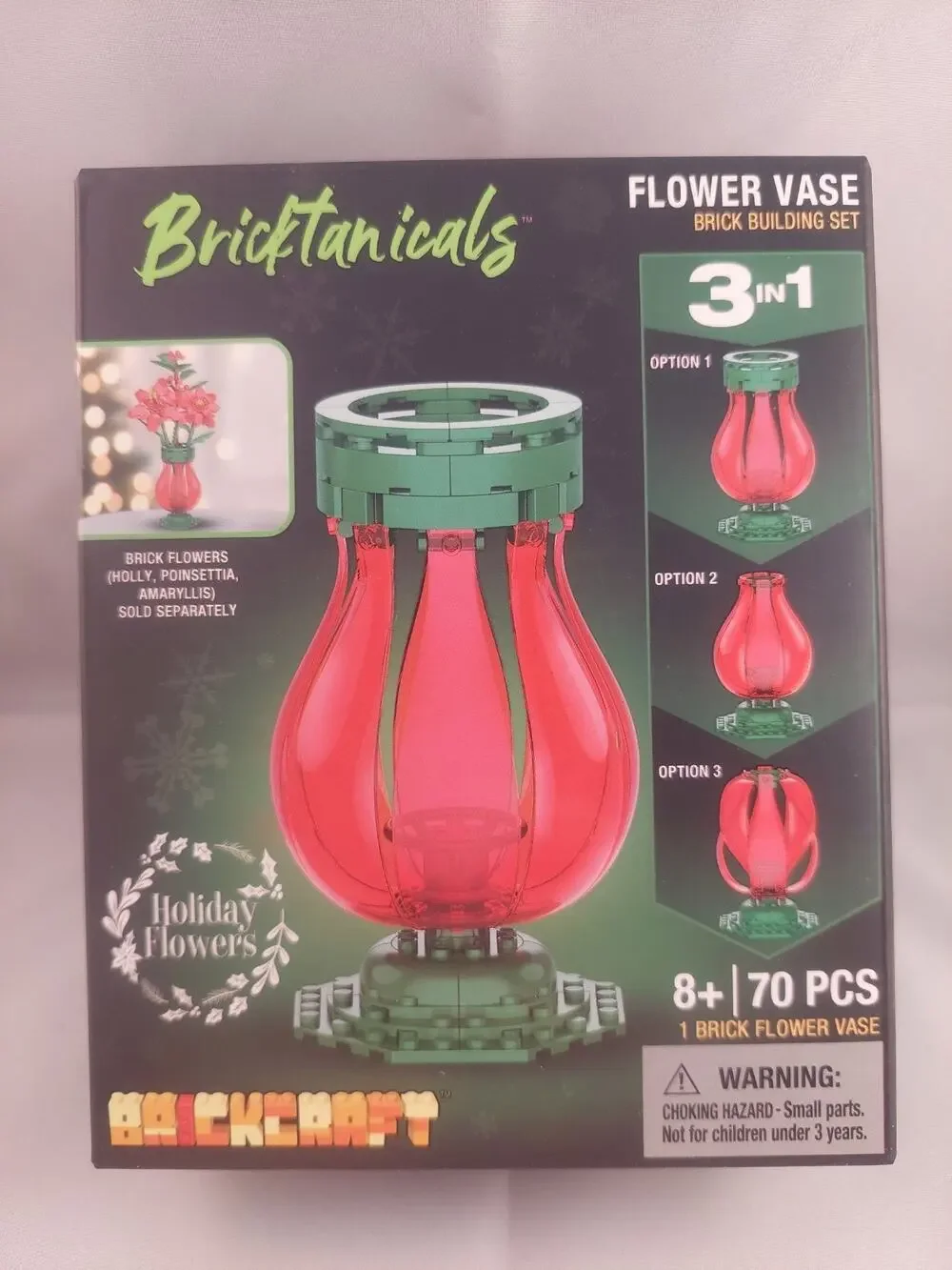 Brickcraft Bricktanicals Holiday Flowers Vase Brick Building Set 70pcs New